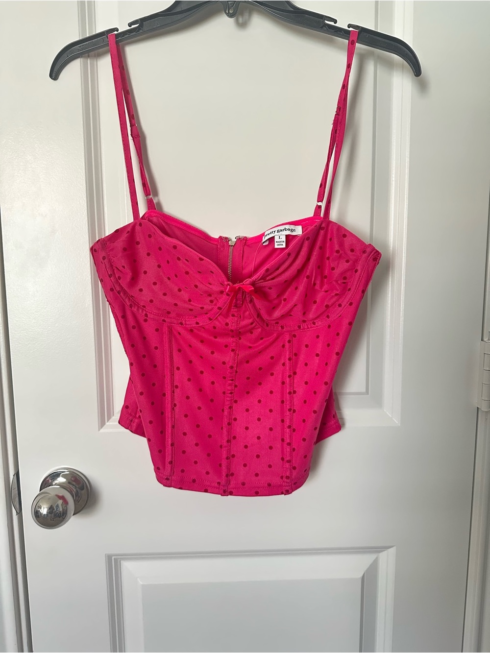 Hot Pink Polka Dot Bustier Camisole